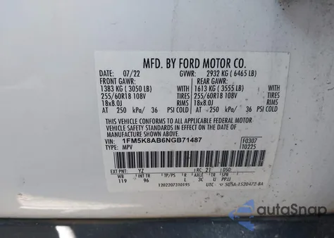 2022 Ford Police Interceptor from USA, damaged, VIN 1FM5K8AB6NGB71487